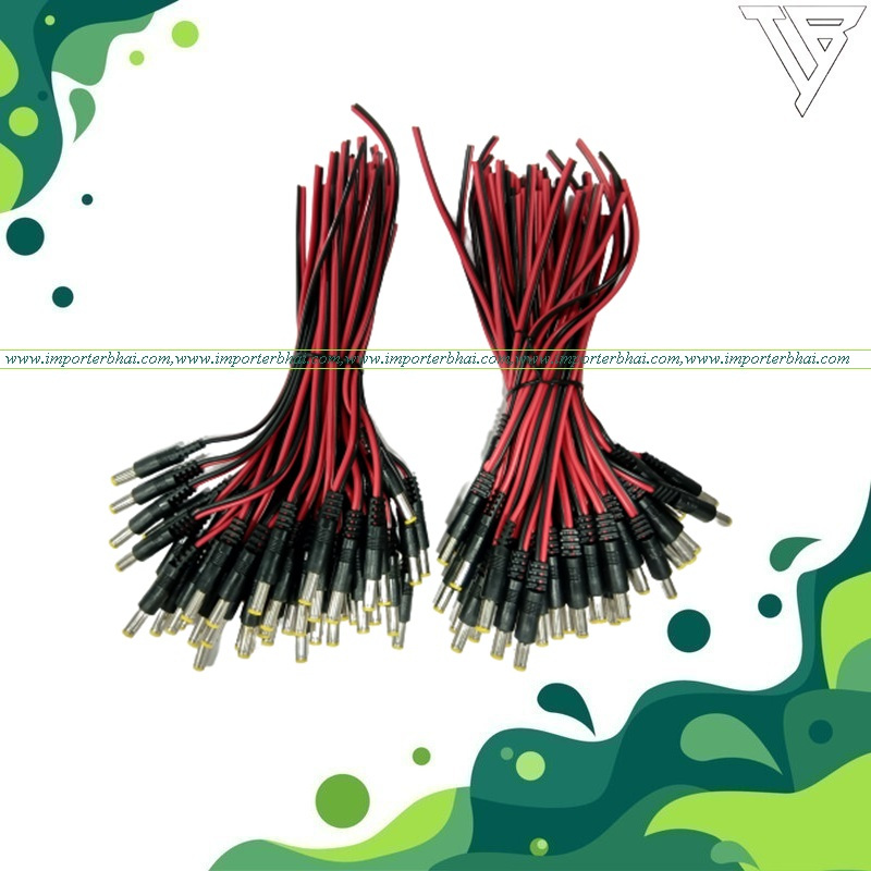dc power male red and black cables with with 2.1mm connectors barrel jack