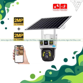 4G 4mp Dual Lens 3 screen Solar Battery Powered SIM Card Supported Wireless, IP65 Waterproof, Two-Way Audio, PIR Motion Detection, Pan Tilt CCTV Security Camera V360 Pro.